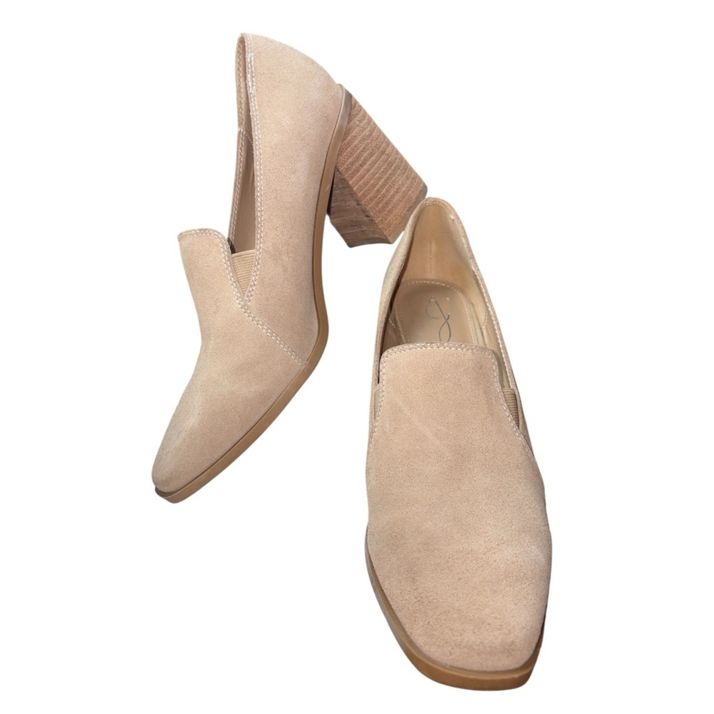 Joie Wevenly Suede Block Heel Biege/Tan Loafer Pumps Minimalist Women Size 8 - Picture 8 of 11
